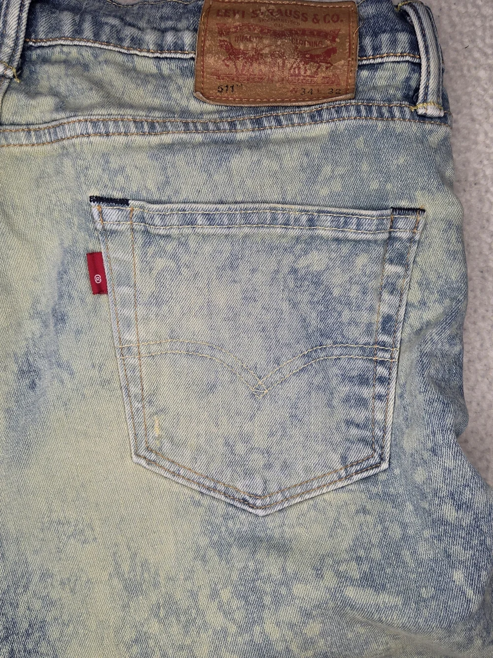 Levi's Men's 511 Light Blue Acid Wash Straight Jeans Red Tab